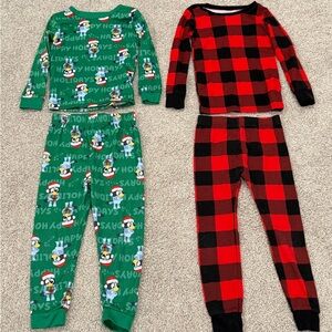 Unisex Long-Sleeve Pajama Sets Size 5T, Plaid, Bluey, Christmas PJ’s for Kids